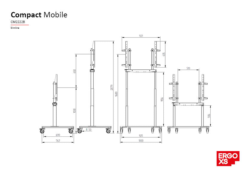 ErgoXS Slimline Compact Mobile Zwart